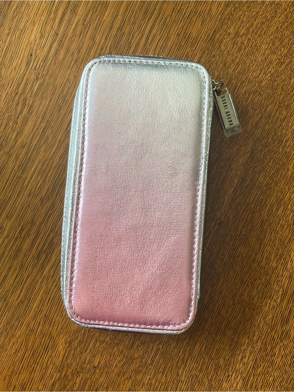 Bobbi Brown Pink Ombre Metallic Silver Makeup Case / Accessory Travel Pouch